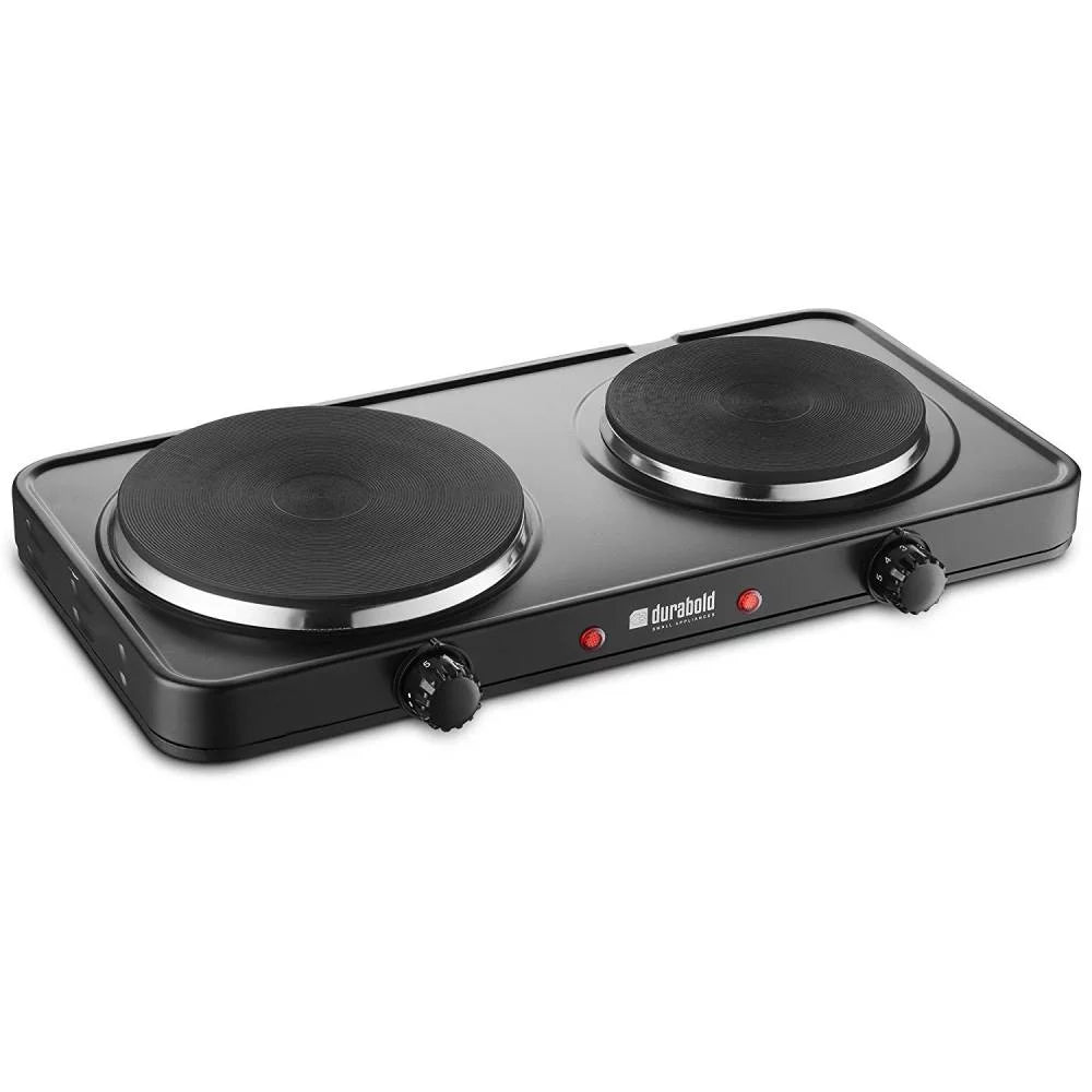 Electric Double Burner Cast Iron Hot Plate Black 2 Pack G492672
