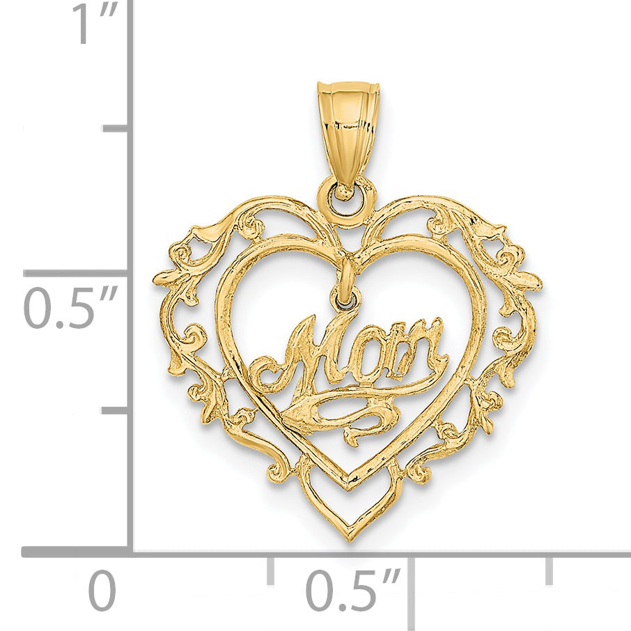 14K Yellow Gold Polished Heart Pendant Charm with 10K Yellow Gold Rope Chain Necklace 18'' E9782