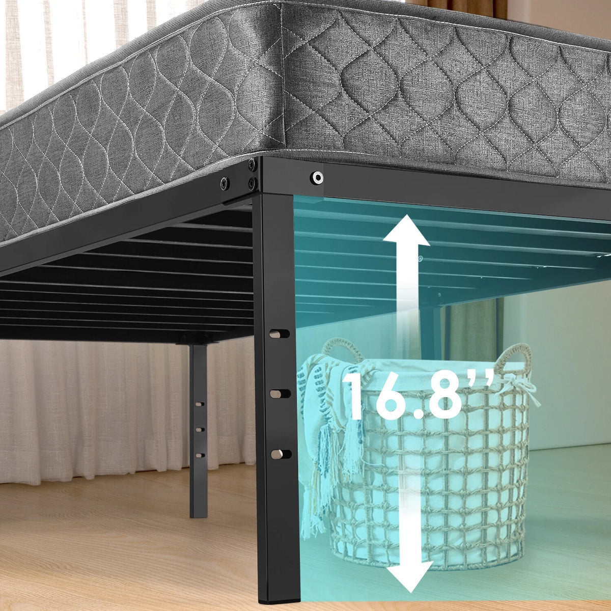 Heavy Duty Steel Slat Queen Bed Frame S8289