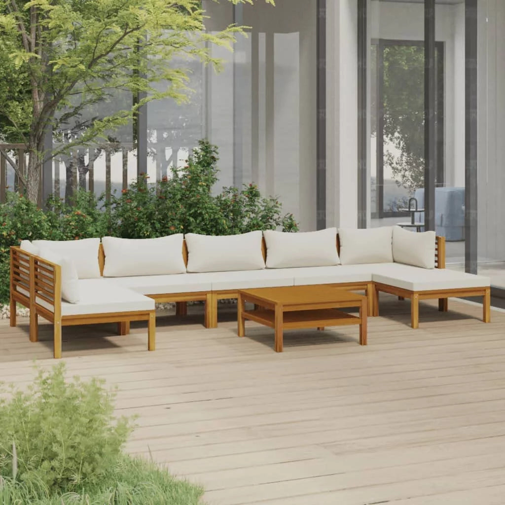 Acacia Wood Patio Chairs with Tea Table and Cushions B756