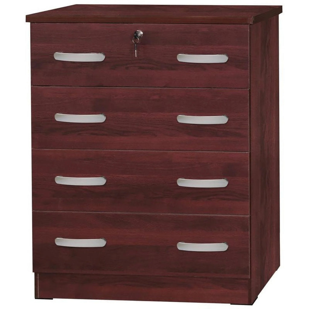 Pine Twin Bed and Dresser with Lock in Mahogany N6799