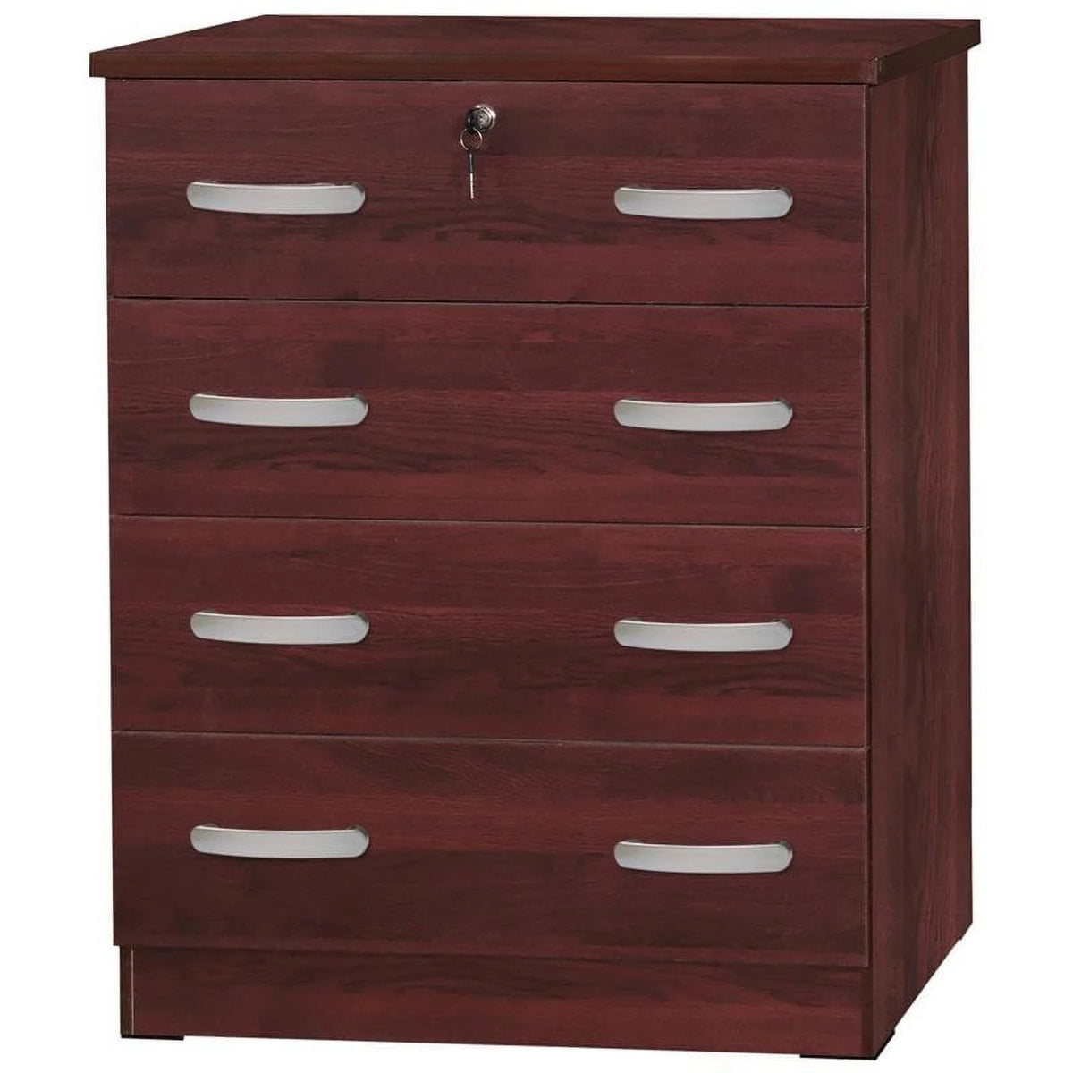 Pine Twin Bed and Dresser with Lock in Mahogany N6799