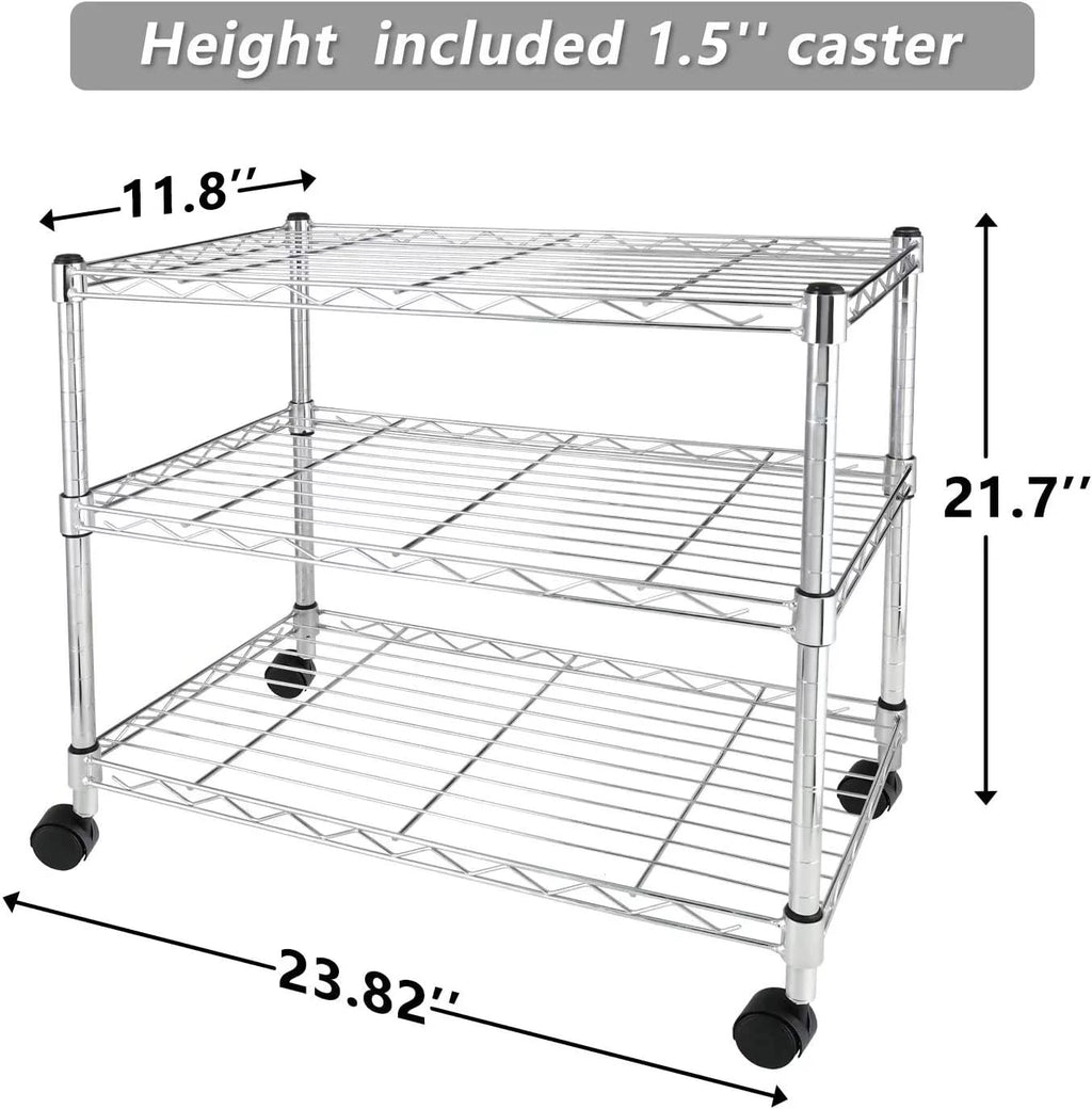 Heavy Duty 3-Shelf Steel Wire Shelving with Wheels P8604
