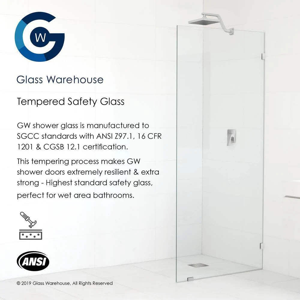Frameless Wall Hinged Bathtub Door in Polished Brass G202