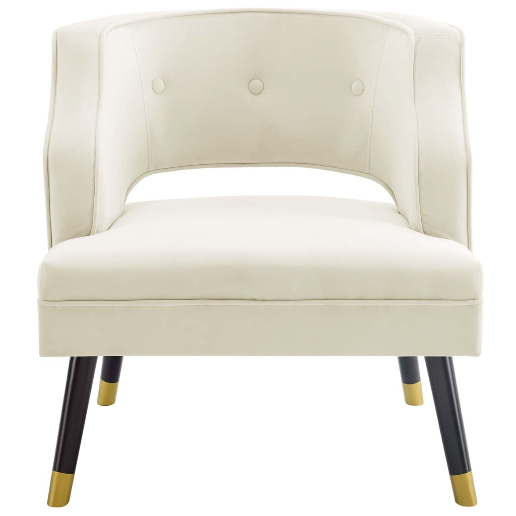 Button Tufted Open Back Performance Velvet Armchair A142176