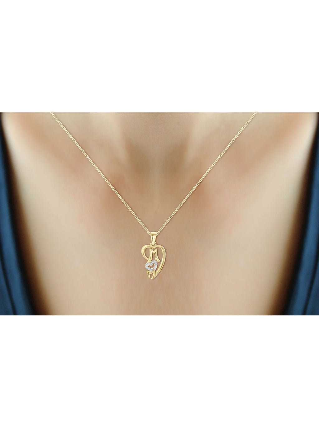 14K Gold Plated Silver Mother Daughter Necklace with White Diamonds O827