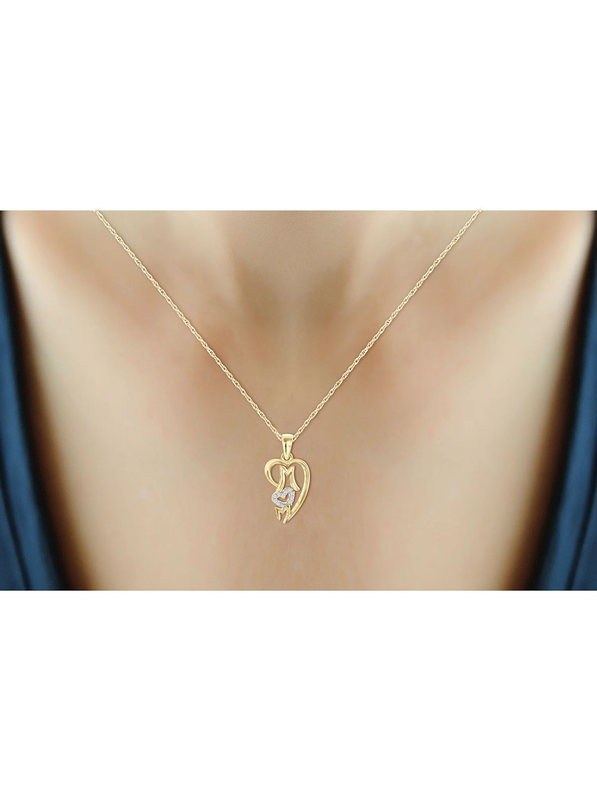 14K Gold Plated Silver Mother Daughter Necklace with White Diamonds O827