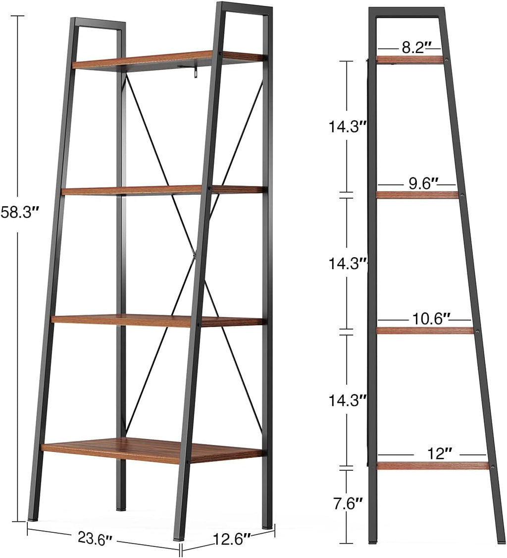 4-Tier Industrial Ladder Bookcase C974