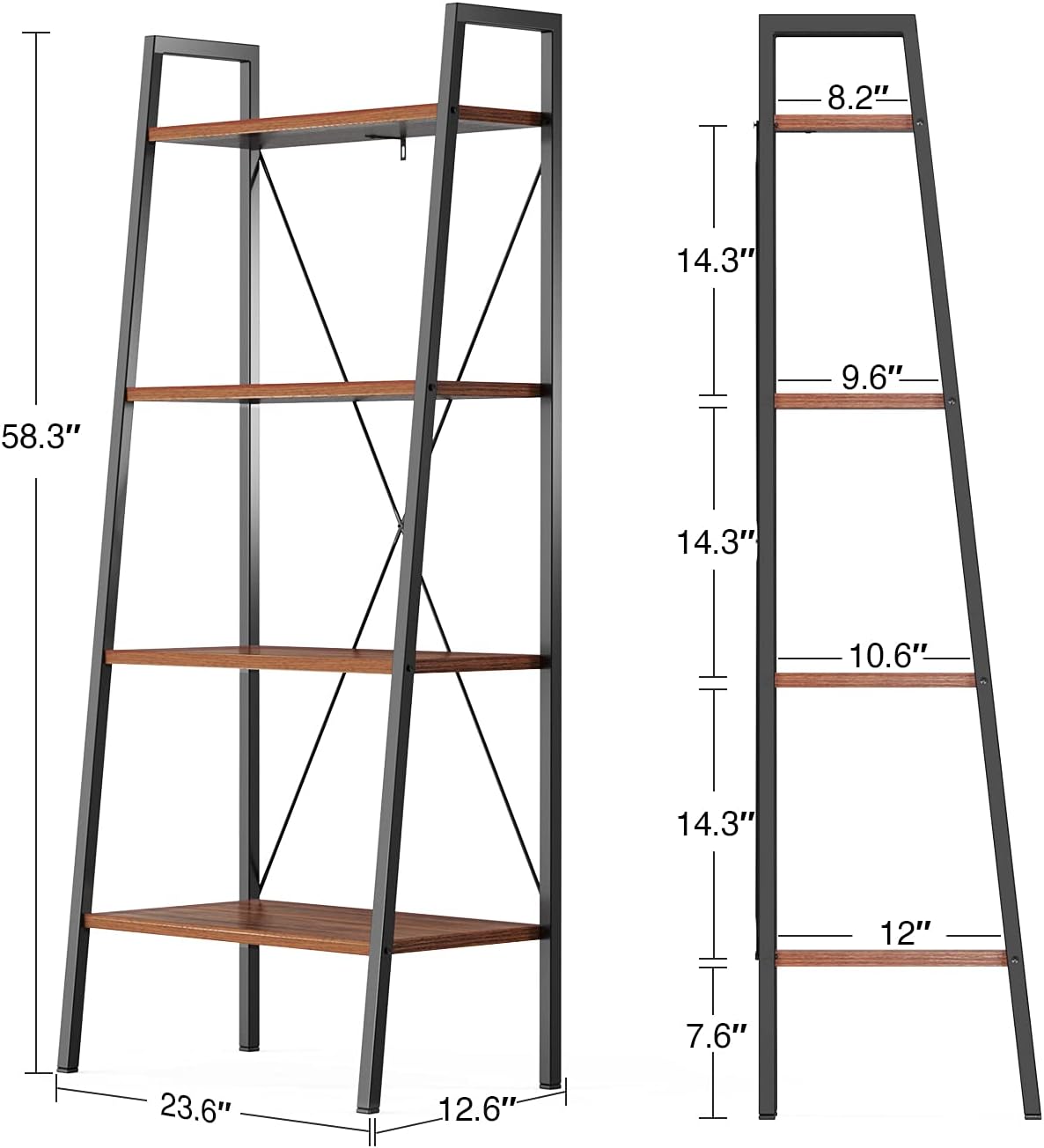 4-Tier Industrial Ladder Bookcase C974