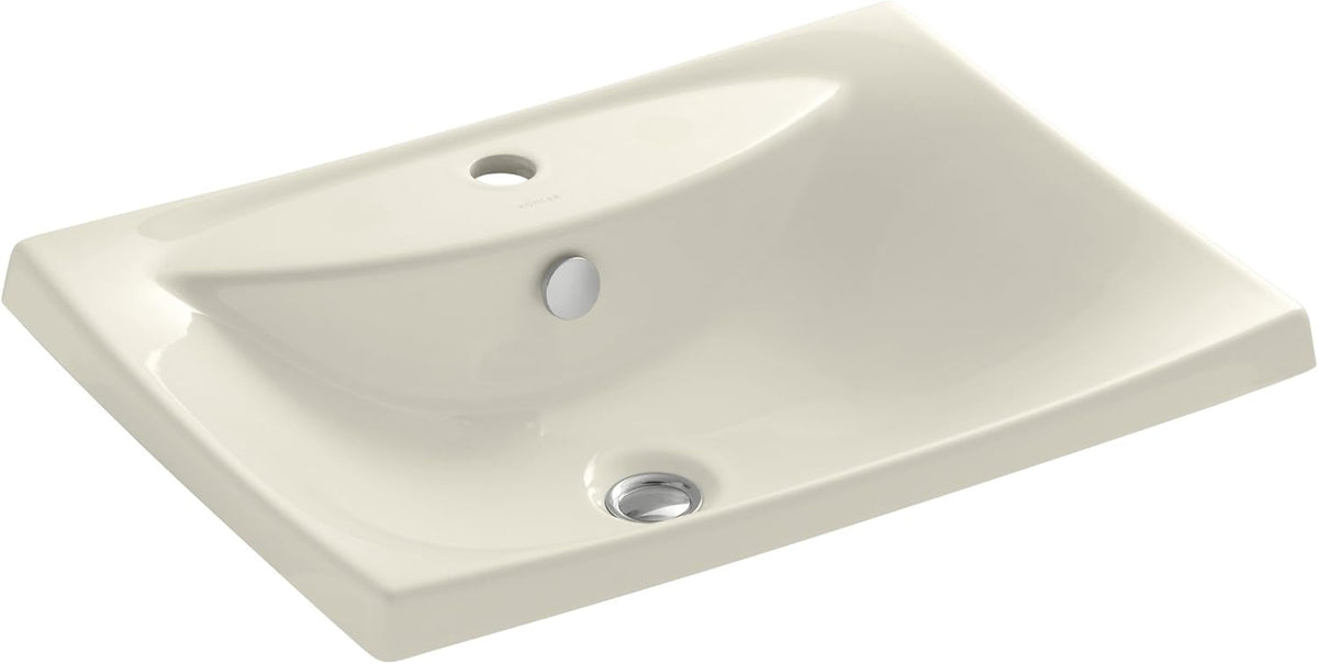 Almond Self-Rimming Bathroom Sink with Single-Hole Faucet Drilling J172382