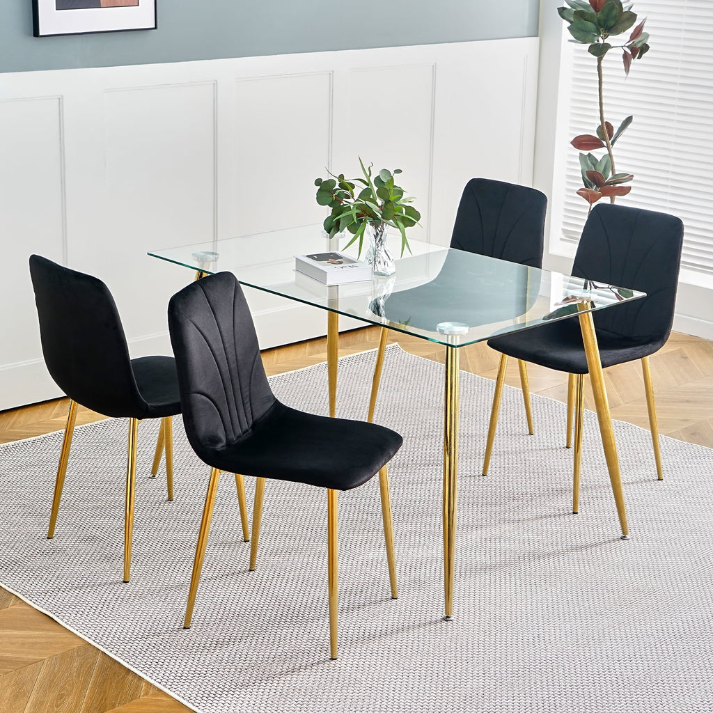 Black Dining Chair with Gold Metal Legs Set of 4 L647385
