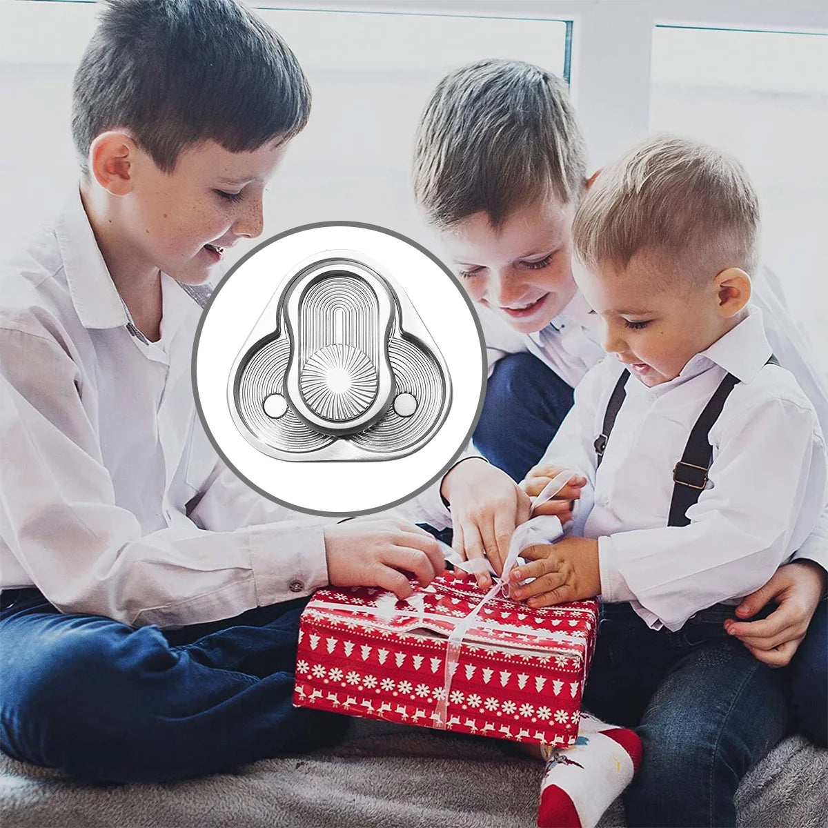 Rotary Push Toy Finger Spinner Stainless Steel Triangle Sensory Hand Toy T365
