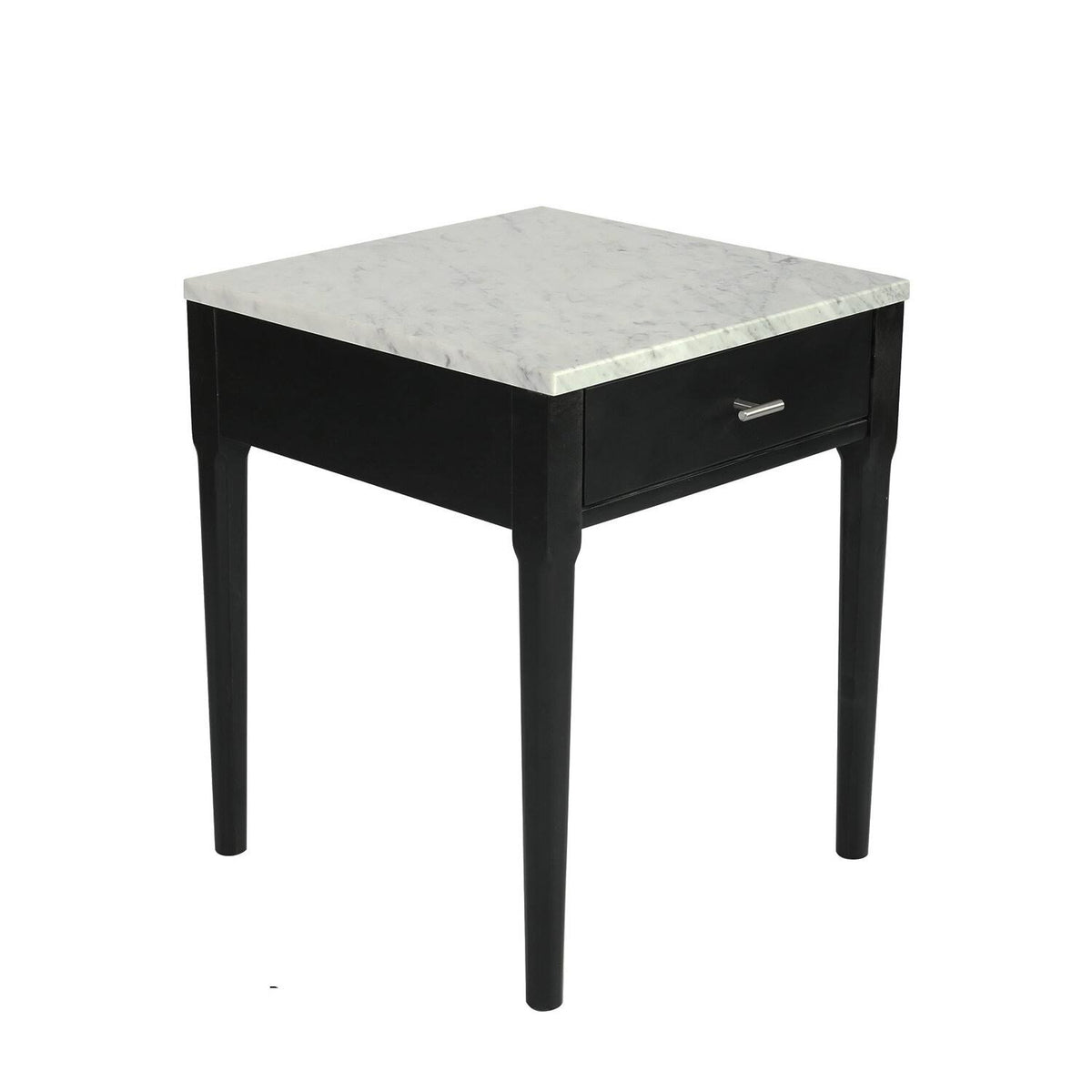 18x22 White Marble Side Table with Walnut Leg M741580
