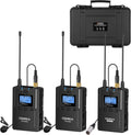 Wireless Lavalier Microphone, 96-Channel UHF Dual Lavalier Microphone System (2TX+1RX) N50486