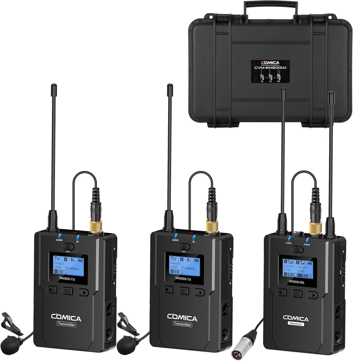 Wireless Lavalier Microphone, 96-Channel UHF Dual Lavalier Microphone System (2TX+1RX) N50486