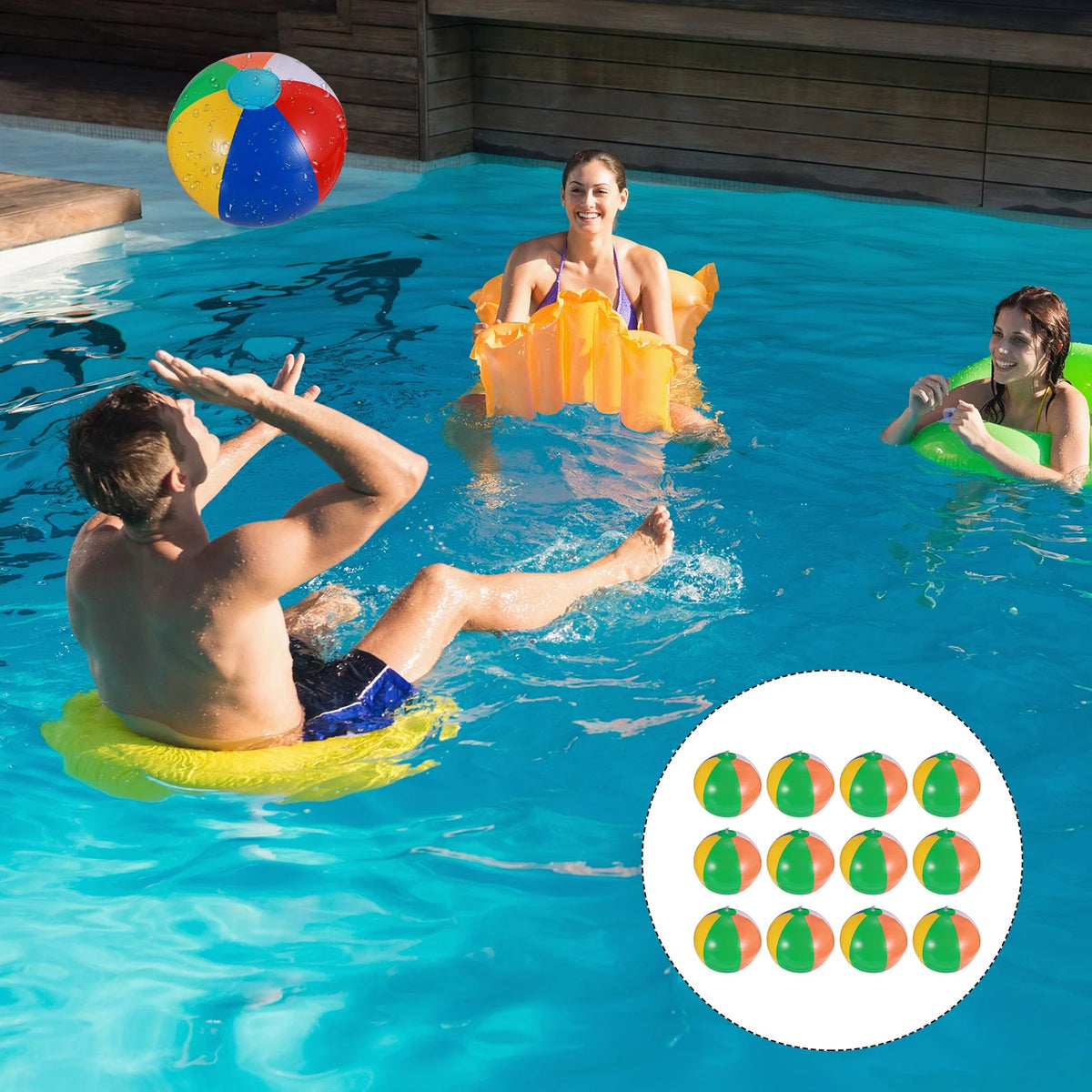 12 Pcs Inflatable Beach Balls Pool Toy X466