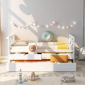 White Wood Twin Captain's Daybed with Trundle and 2 Storage Drawers G72131