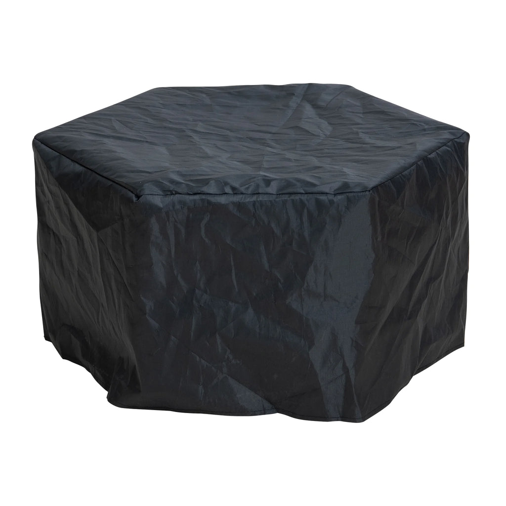 Black Hexagonal Smokeless Fire Pit with PVC Cover and Fire Poker I920684