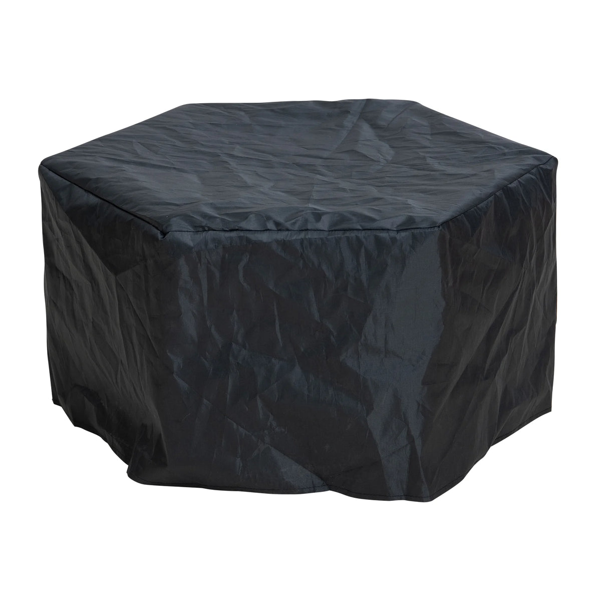 Black Hexagonal Smokeless Fire Pit with PVC Cover and Fire Poker I920684