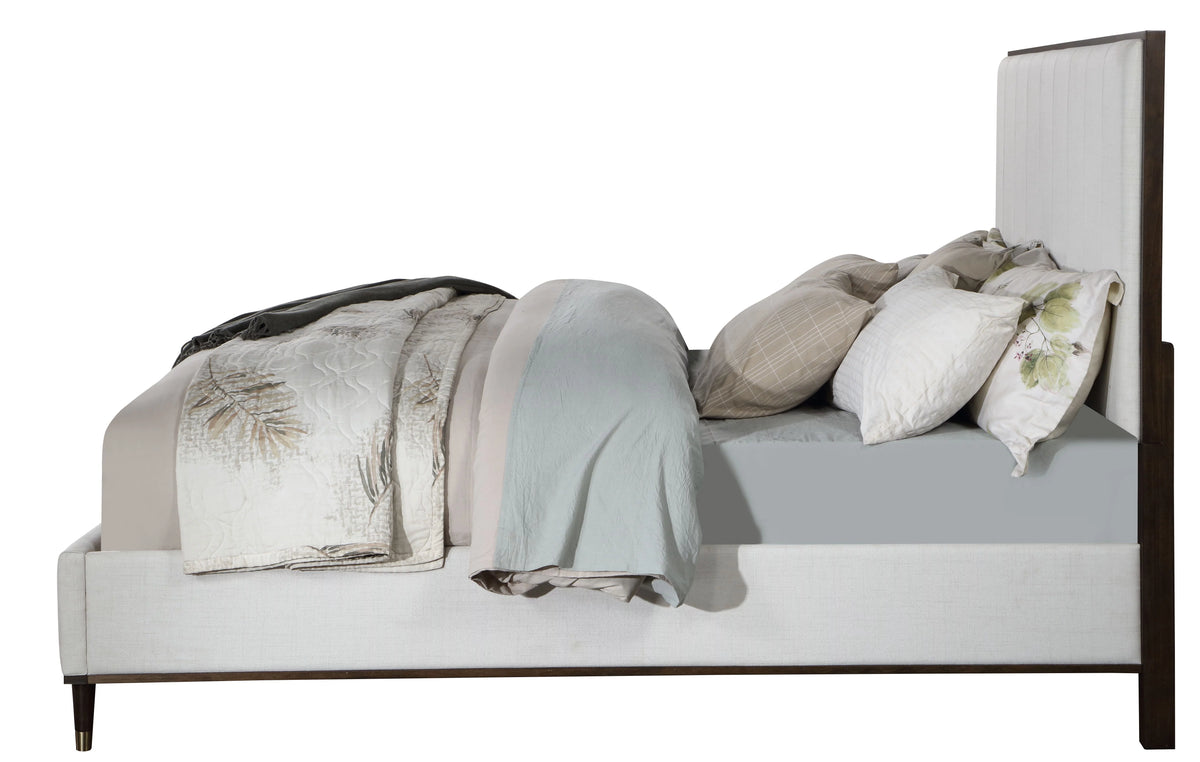 Light Gray and White and Brown Wooden Bed T99872