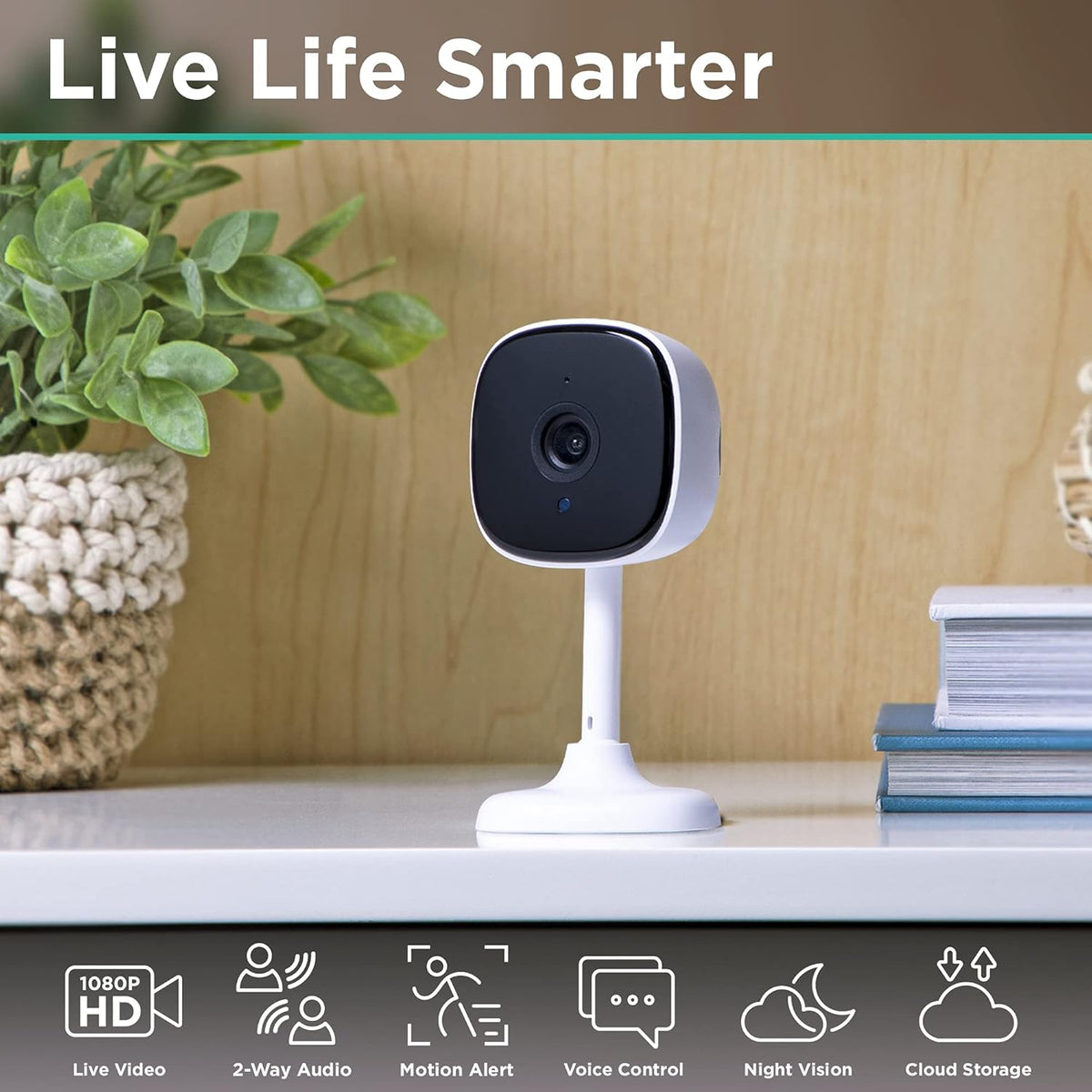 2 Pack Wi-Fi Smart Indoor Camera with 2-Way Audio and Night Vision F132738