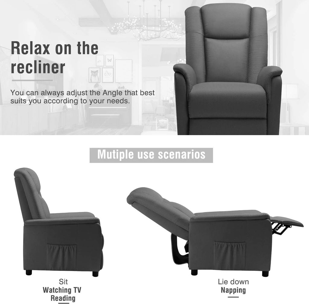 Fabric Recliner Chair with Footrest and Backrest C739788
