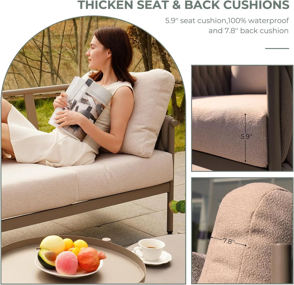 5-Piece Cotton Rope Outdoor Conversation Set with Cushions D5148
