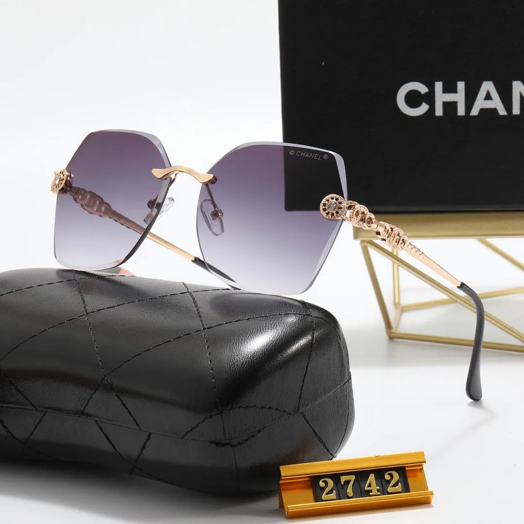 Frameless Rhinestone Flower Polarized Sunglasses O52604