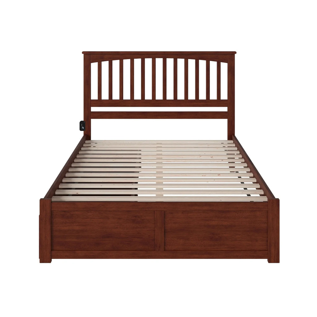 King Platform Bed with 2 Drawers in Walnut L643