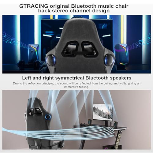 Gaming Chair with Speakers, Footrest, High Back Ergonomic Reclining F5008