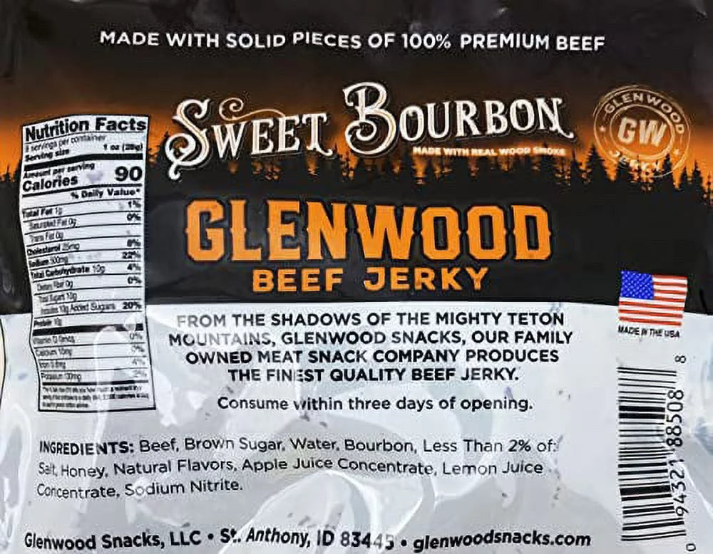 Sweet Bourbon 10 Ounce Resealable Bag Beef Jerky H10458