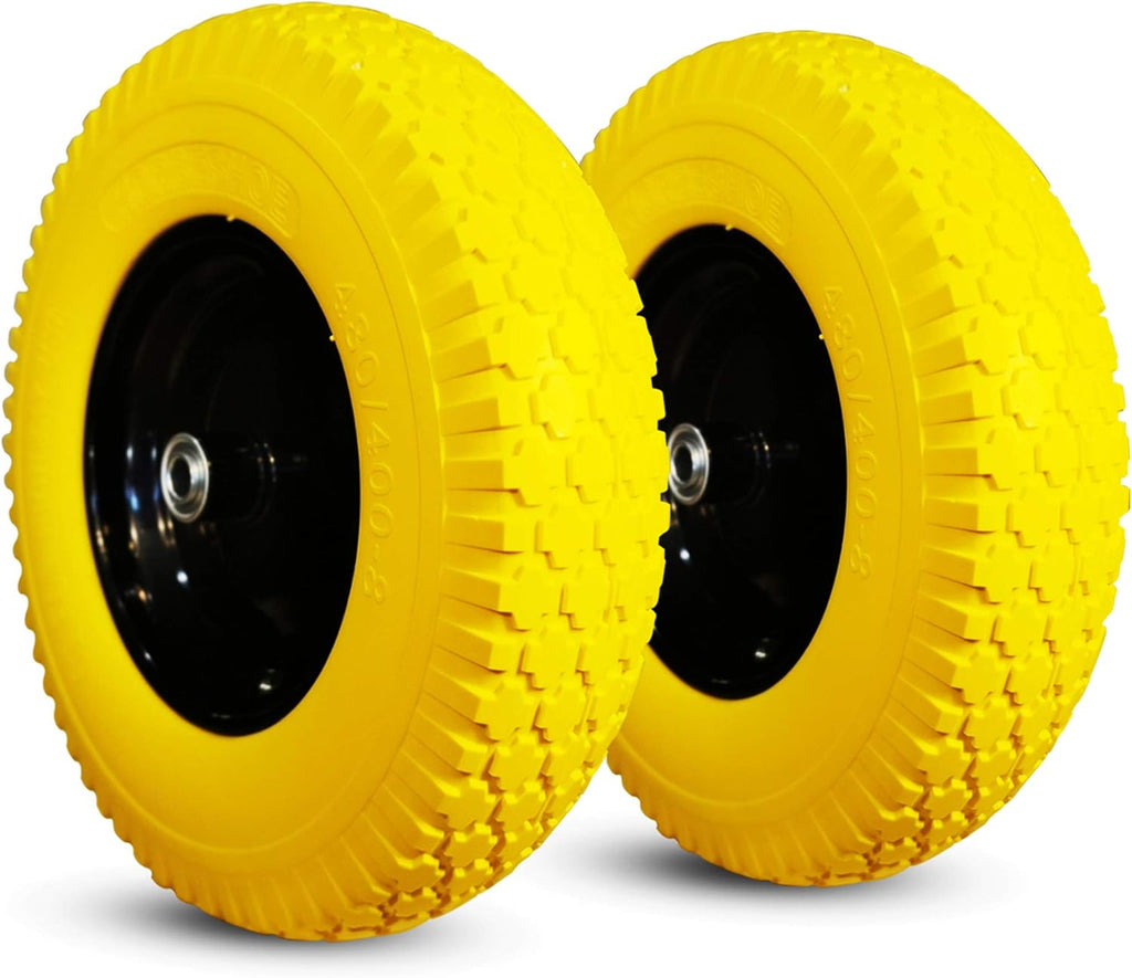 Flat Free Polyurethane Tires with Steel Rim Pack of 2 I928