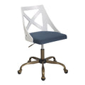 Antique Copper Metal & Blue Fabric Task Chair J4905