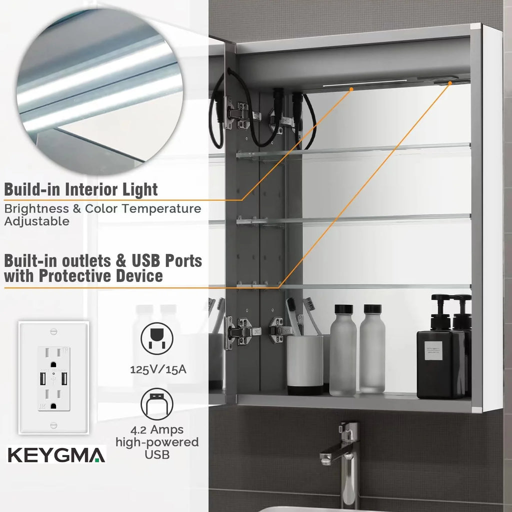 20 x 26 Inch Led Medicine Cabinet with Mirror C23731