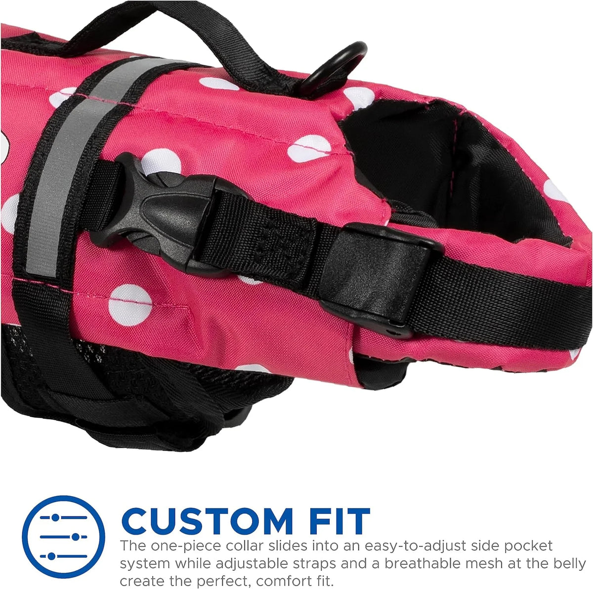 Pink & White Polka Dot Nylon Dog Life Jacket W969