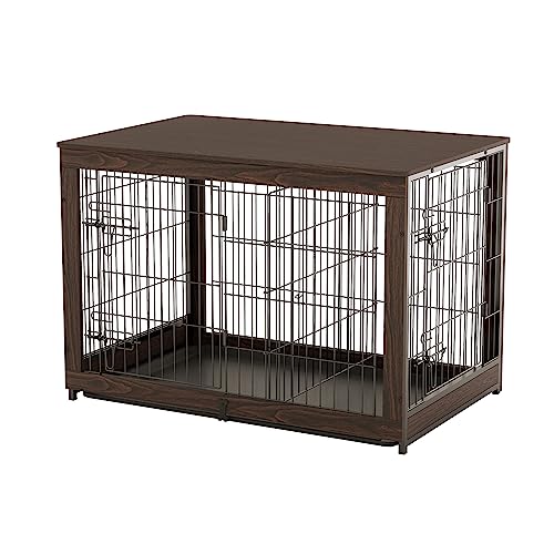 White Wooden Dog Crate End Table with Divider Panel J517