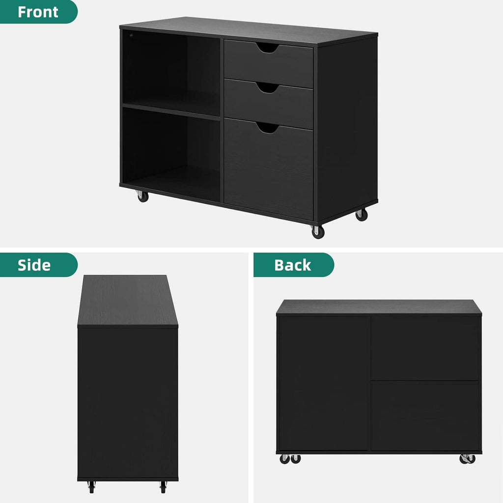 Black 3 Drawer Wood File Cabinet N434826