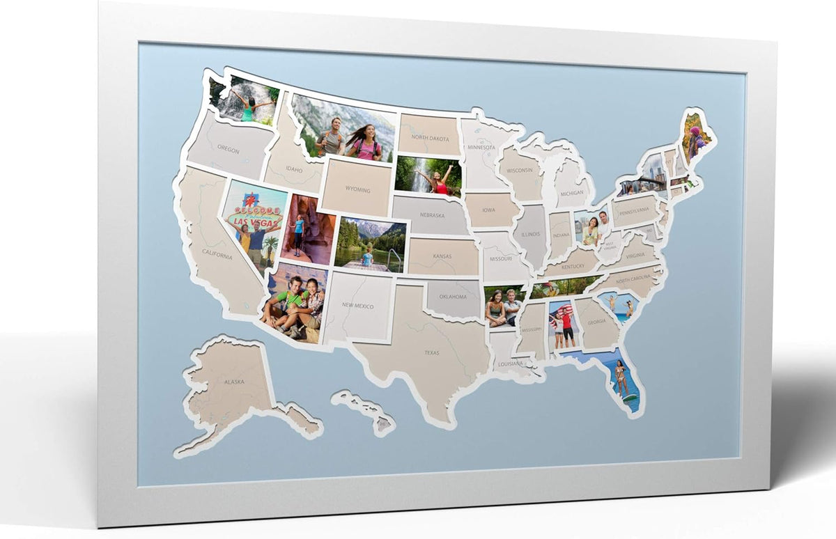 USA Photo Map Black Frame A485