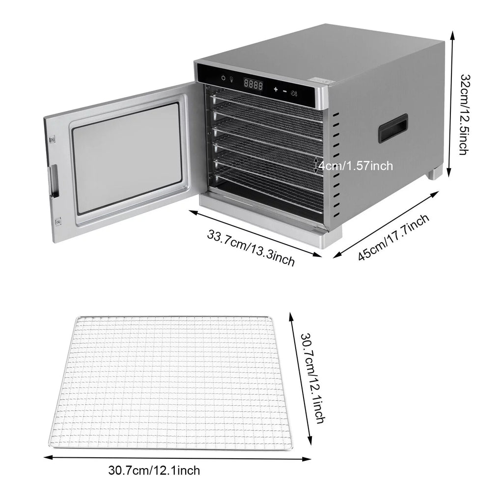 6/8 Tray Stainless Steel Food Dehydrator 700W K7888