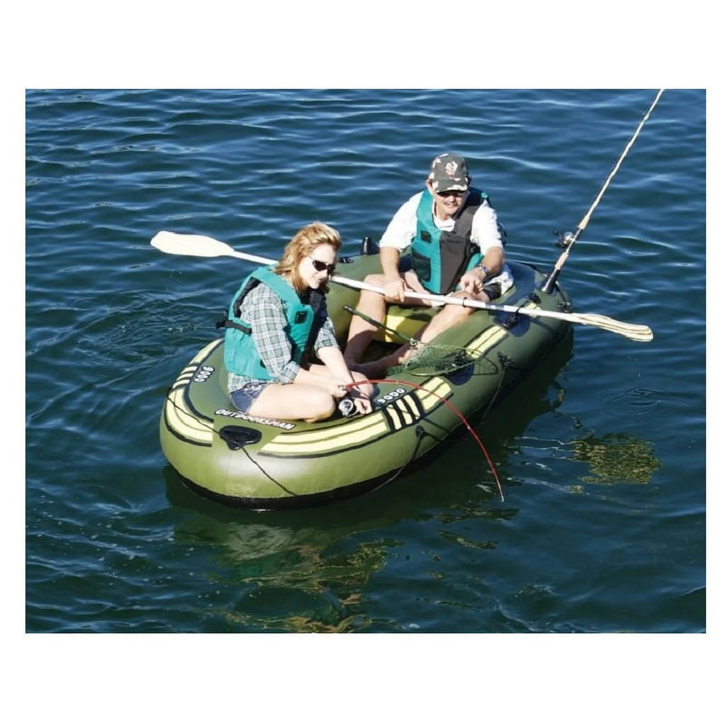 Black and Green 6 Person Inflatable Fishing Boat C450