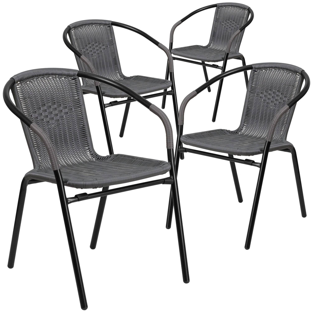 Gray Rattan Stack Chair 4 Pack Z7881
