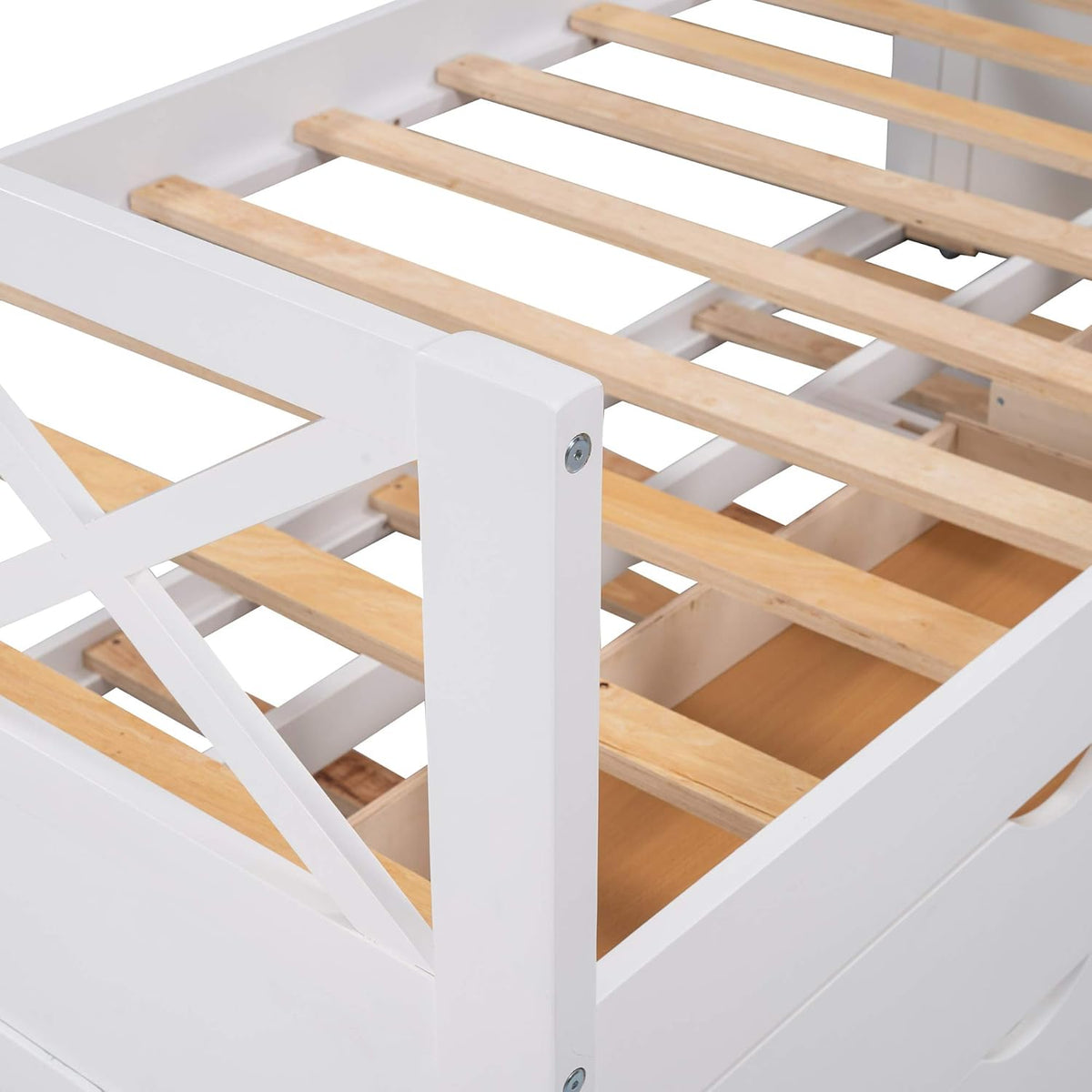 White Wood Twin Captain's Daybed with Trundle and 2 Storage Drawers G72131