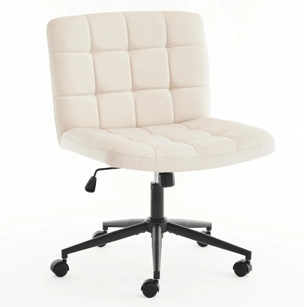 Beige Wide Armless Desk Chair with Wheels G2170