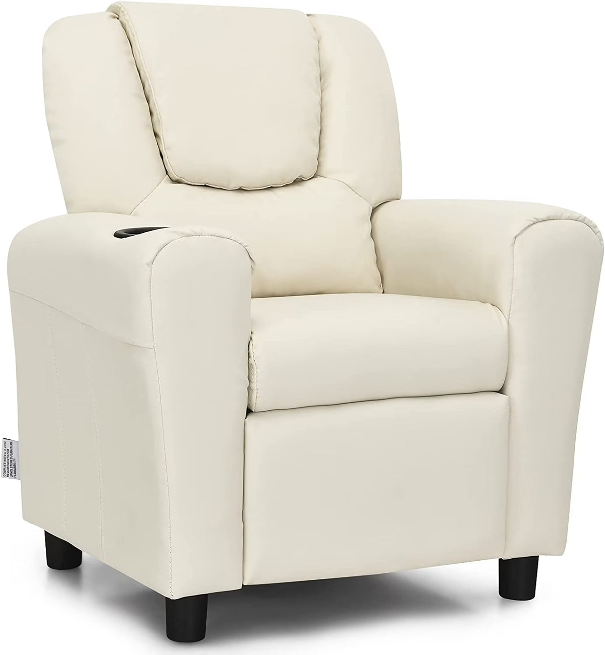 Beige PU Leather Toddler Armrest Sofa Recliner S21851