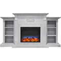 Electric Fireplace with Built-in Bookshelves and Multi-Color LED Flame Display B5759