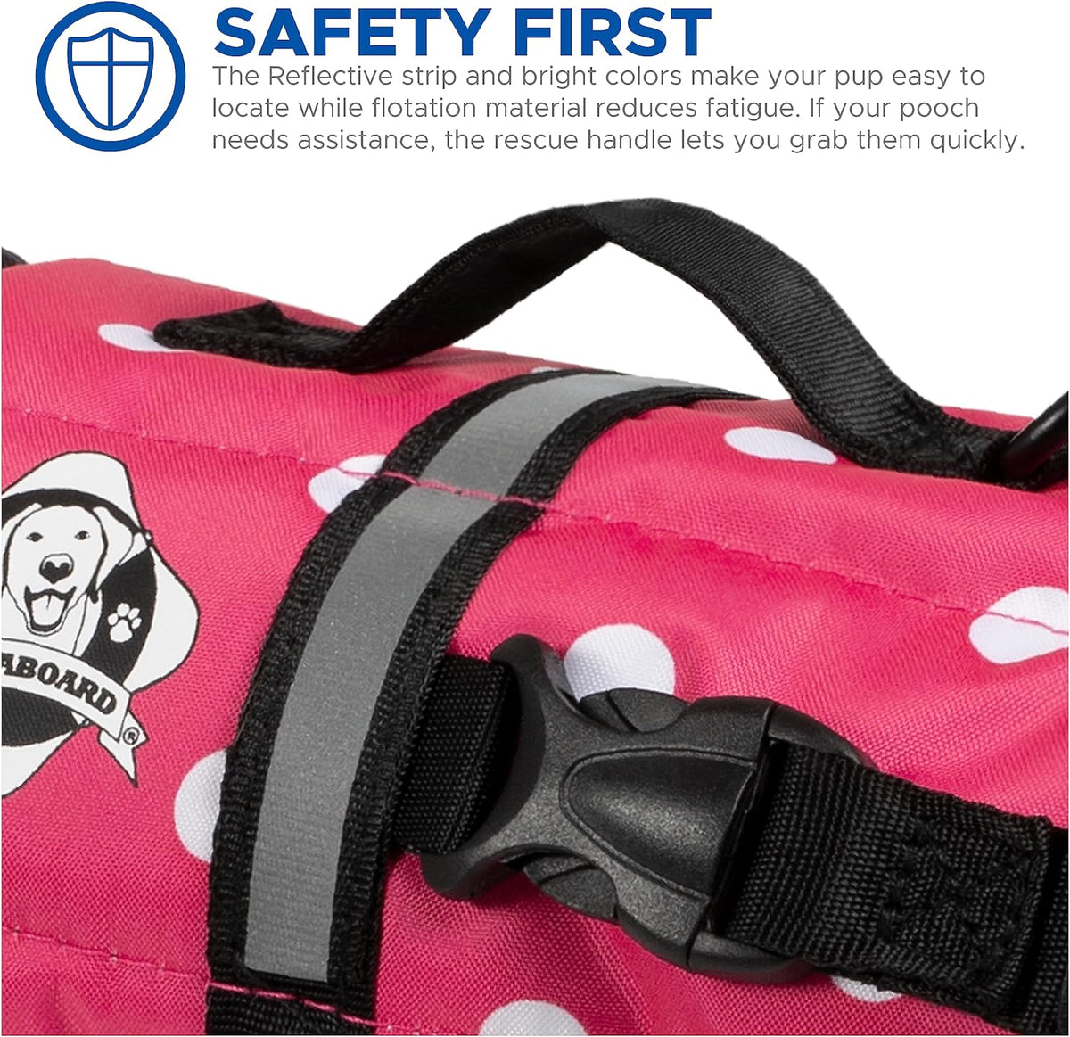 Pink & White Polka Dot Nylon Dog Life Jacket W969
