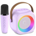 Mini Karaoke Machine with 2 Wireless Microphone & LED Lights T491