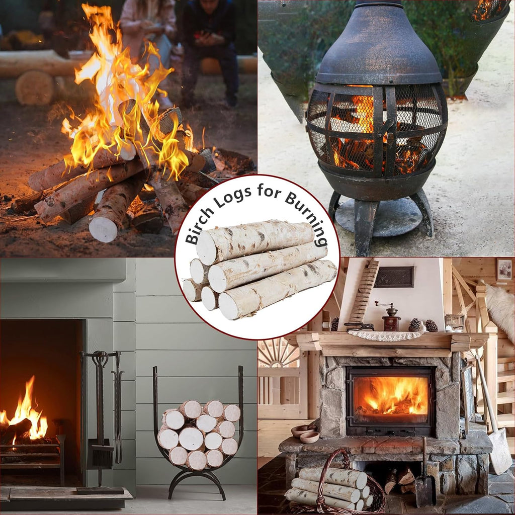 6 Pack Natural Birch Logs 2.3"-3.2" Dia. x 16.5" Length Q318