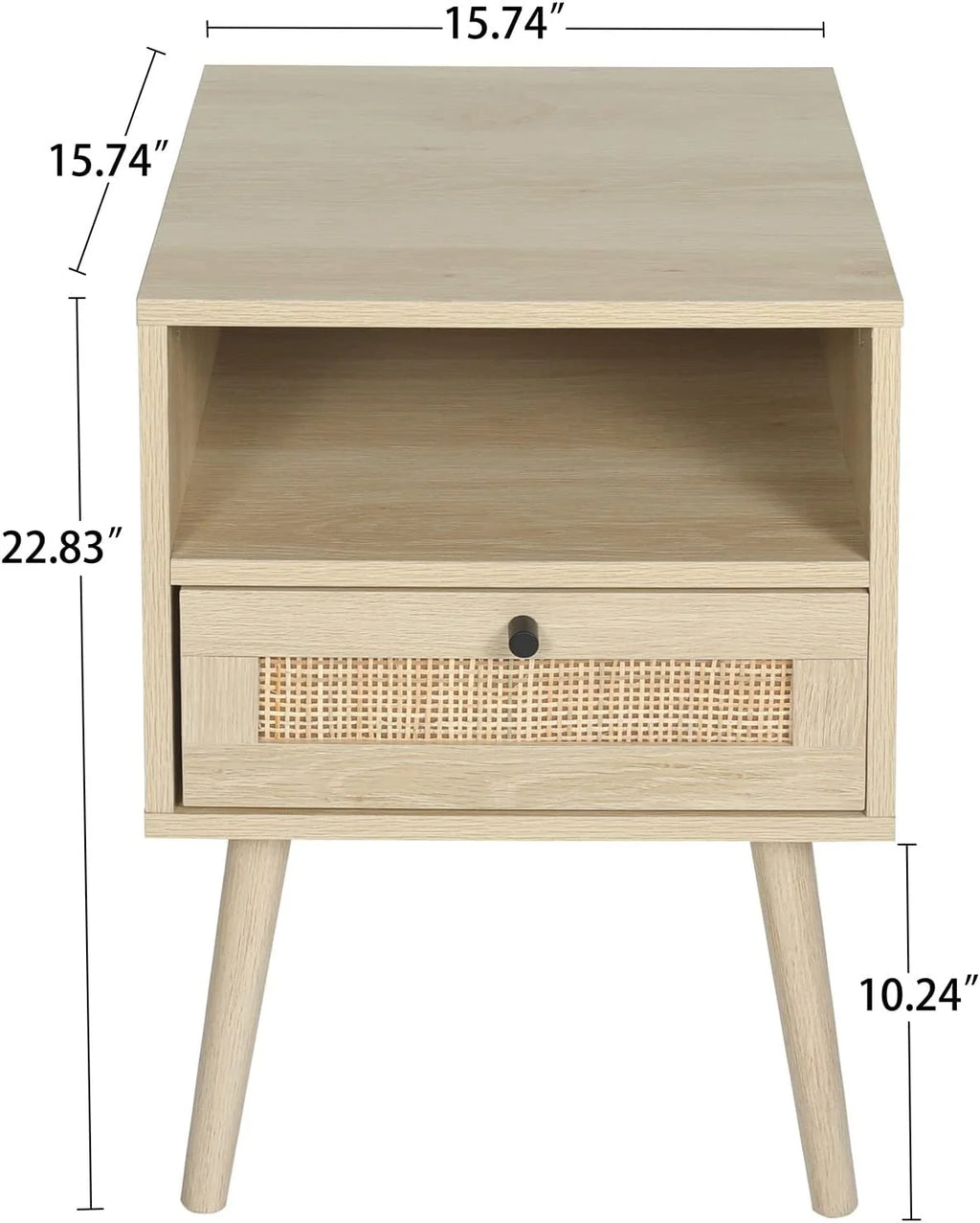 Rattan End Table with 1 Drawer and Open Storage Shelf A370329