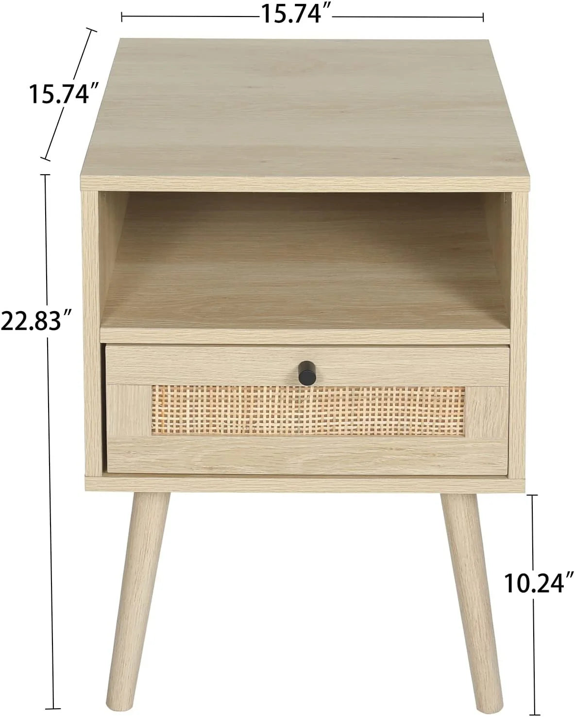 Rattan End Table with 1 Drawer and Open Storage Shelf A370329